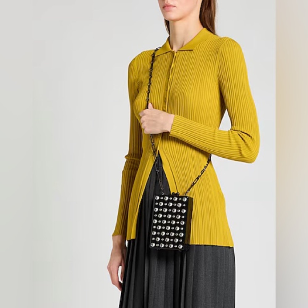 Edie Parker Black Crystal-Embellished Acrylic Clutch